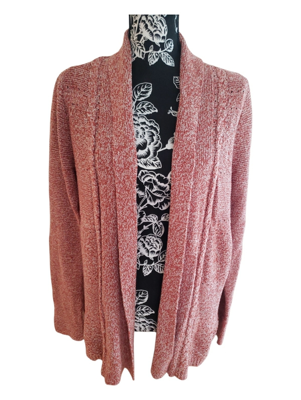 Kim Rogers Rust Open-Front Knit Cardigan